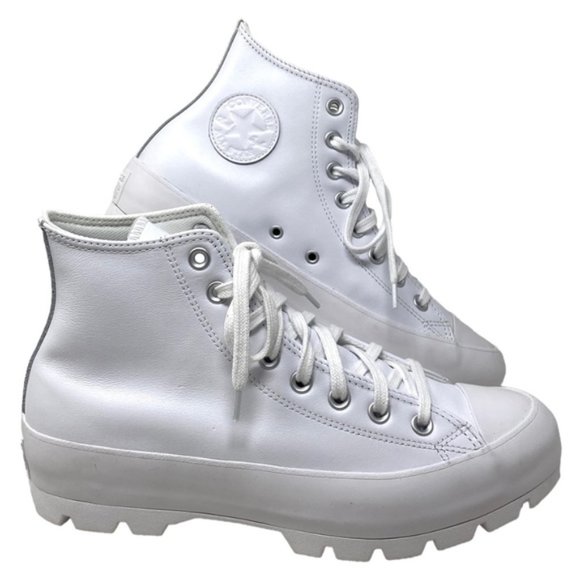 Converse Ctas Lugged Leather Shoes Women White Casual Hi Sneakers Custom 570634C - Picture 1 of 11